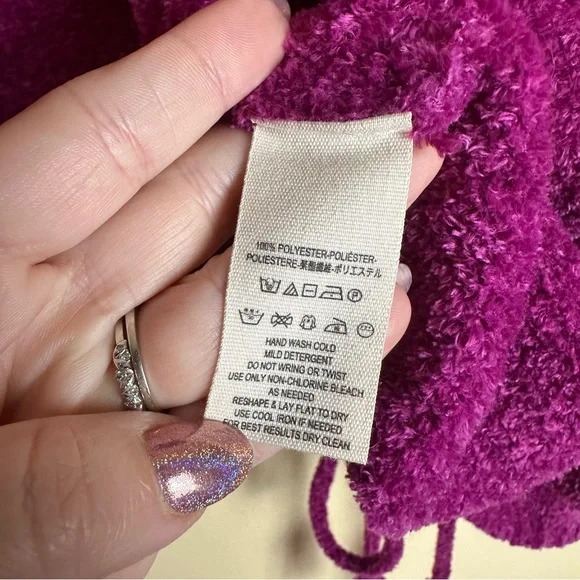 Free people Open Front Sweater Cardigan Hot Pink Cinched Tie Sleeves Women’s XS - Picture 10 of 14